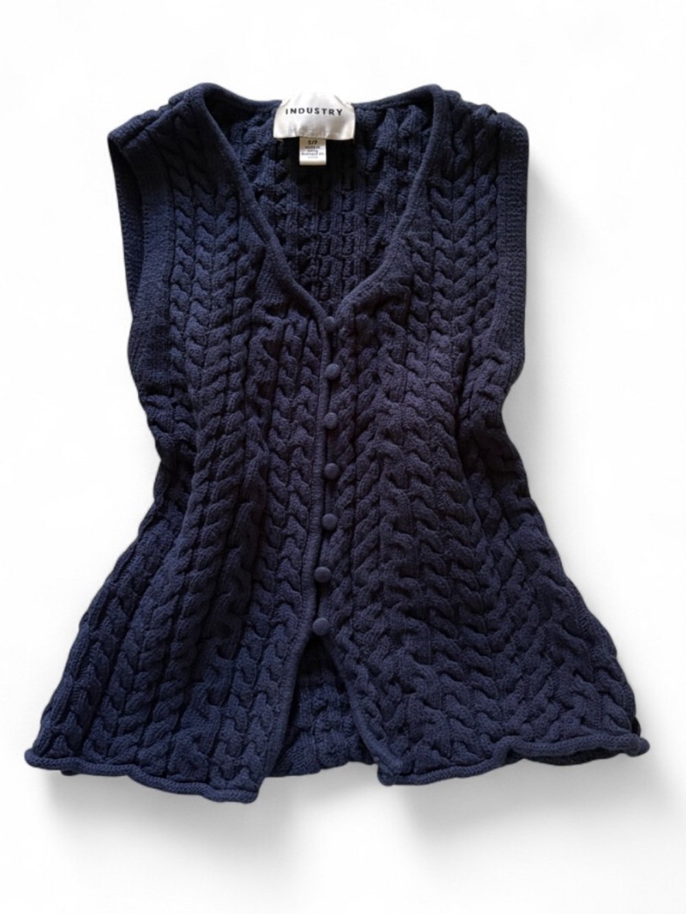 Industry Navy Cable Knit Button-Front Sweater Vest